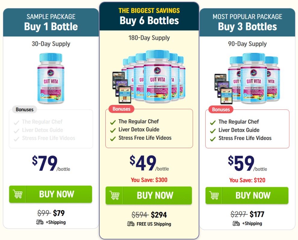 Gut Vita supplement pricing and package options